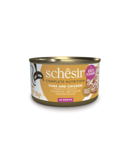 Schesir Complete & Balance Nutrition Wet Cat Food In Broth Can Tuna With Chicken 85g